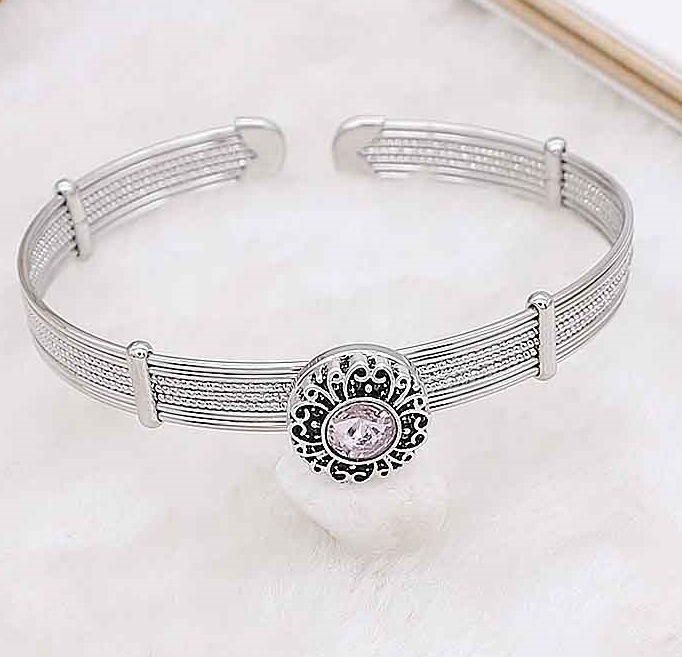 Thumbnail: 12mm Light Pink Center Stone Surrounded By Scrolling Snap (12-6385-E1)