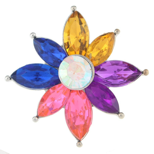 18mm/20mm Multi Color Rhinestone Flower Snap (1820-5494J