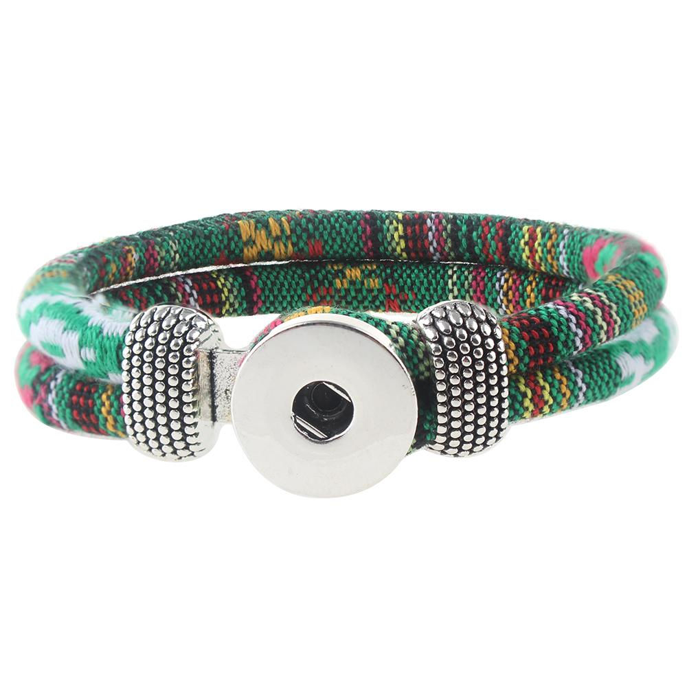 18mm/20mm Green/Red/Yellow/Black Multi Color Fabric Bracelet (1820-8578J-CO-E3)