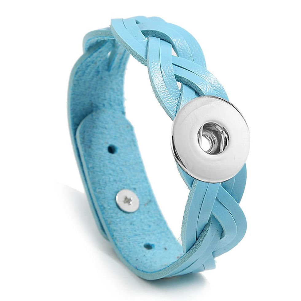 18mm/20mm Lt Blue PU Leather Braided Bracelet (1820-9054J-5414P-E15)