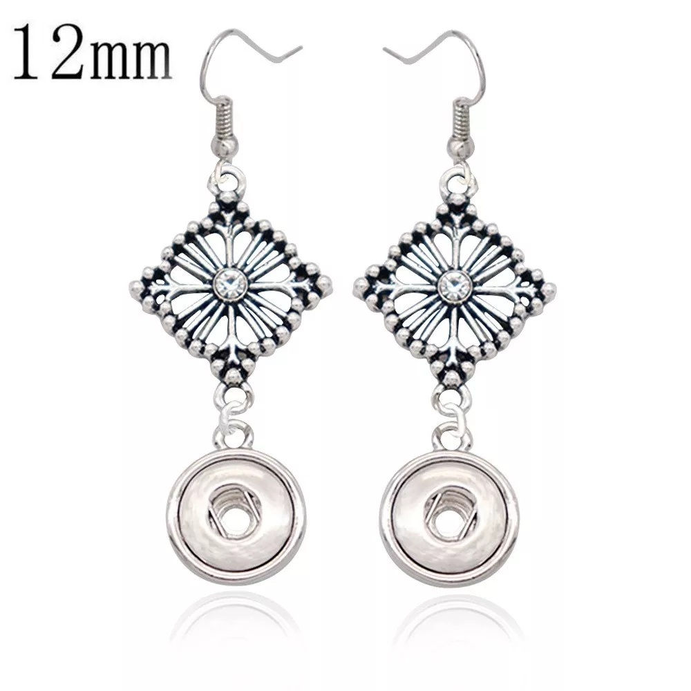 12mm Diamond Shaped w/Clear Rhinestone Center Earrings(12-0344-E4)