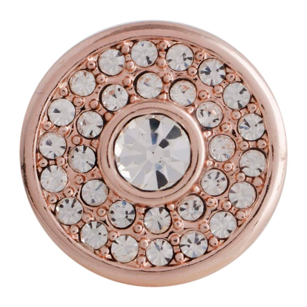 18mm/20mm Rose Gold Round w/ Clear Stones and Center Stone Snap (1820-5637RG-E3)