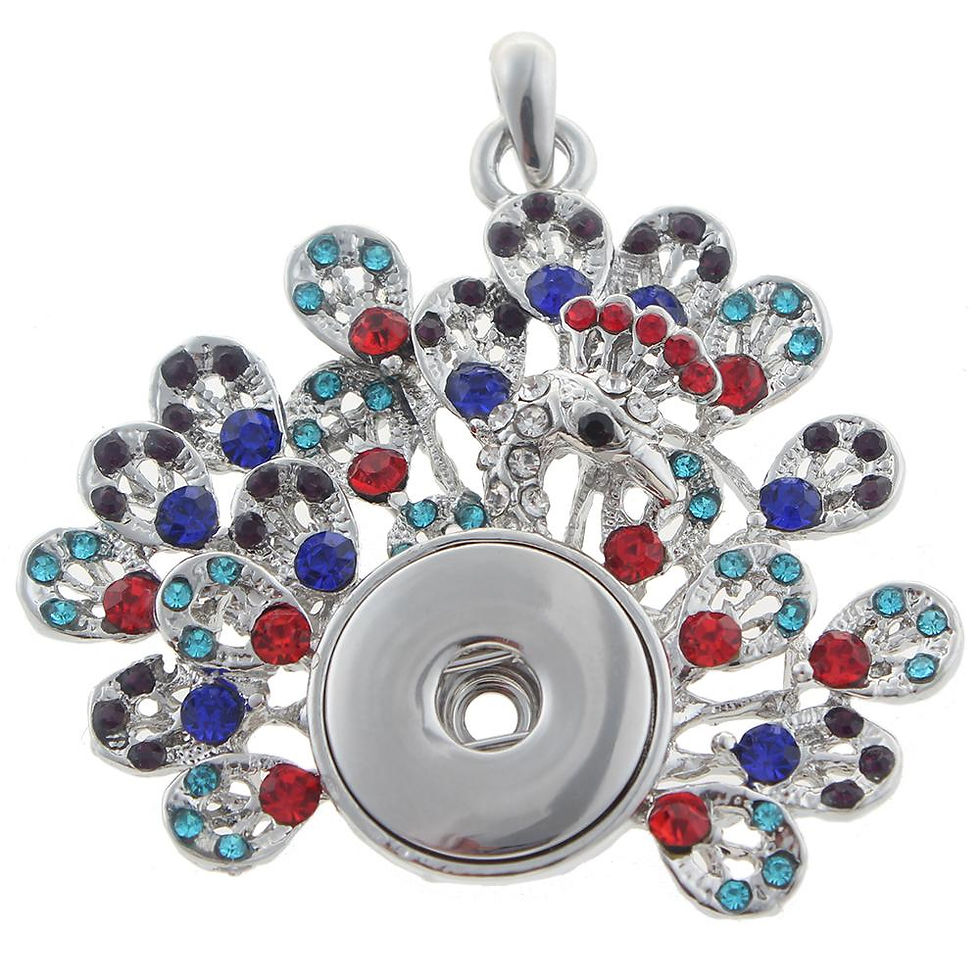 18mm/20mm Multi Colored Rhinestone Peacock Pendant (NO CHAIN) (1820-4148J)