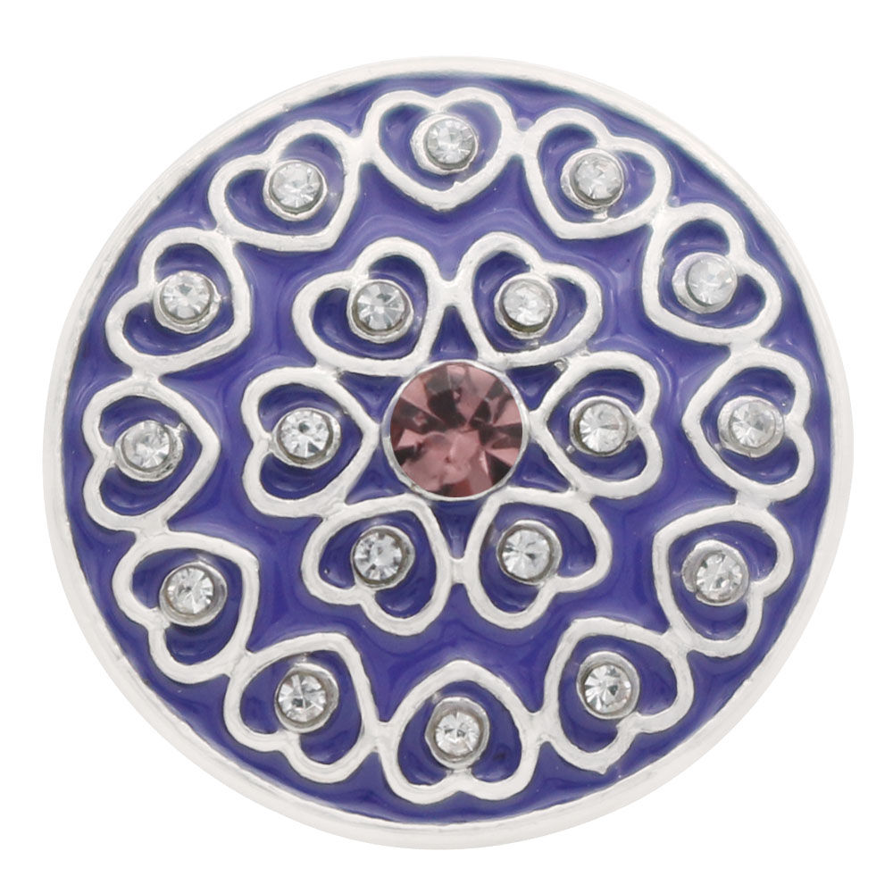 18mm/20mm Multi-Heart w/Purple Background and Clear Stones Snap (1820-7710C)