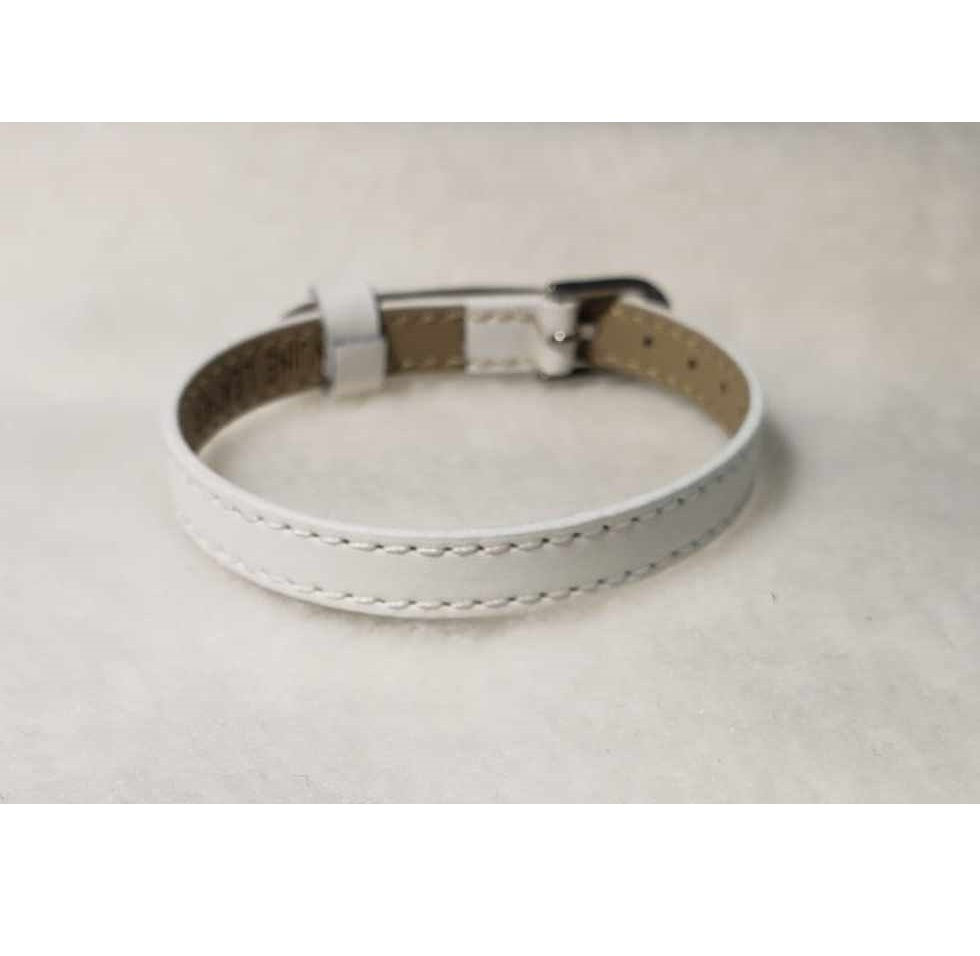 8mm White Leather Wristband for Sliding Charms (8-0620-White)