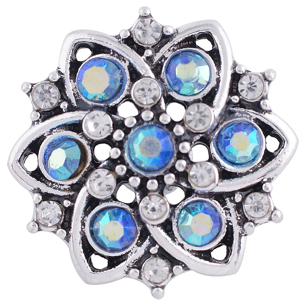18mm/20mm AB Blue Rhinestone Floral Star Snap (1820-6256C)