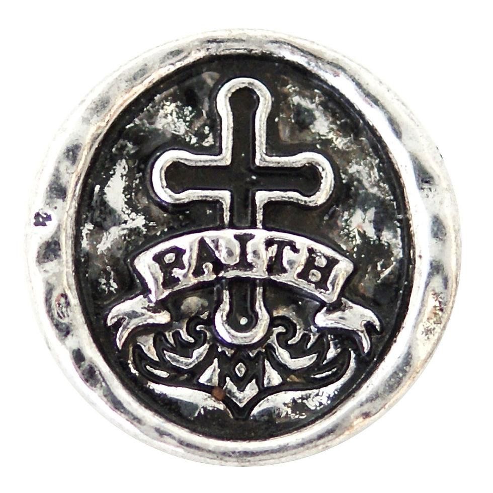 18mm/20mm Antique Cross Snap w/FAITH Ribbon (1820-6933)