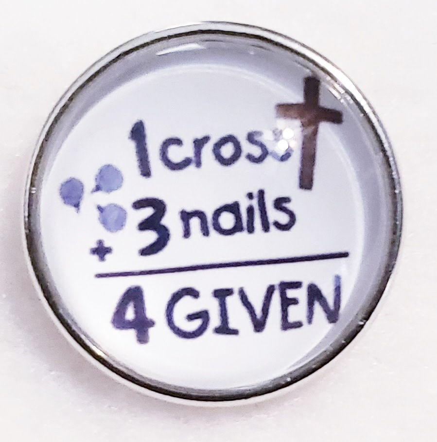 18mm/20mm 1 CROSS + 3 NAILS Glass Dome Snap (1820-0500A)