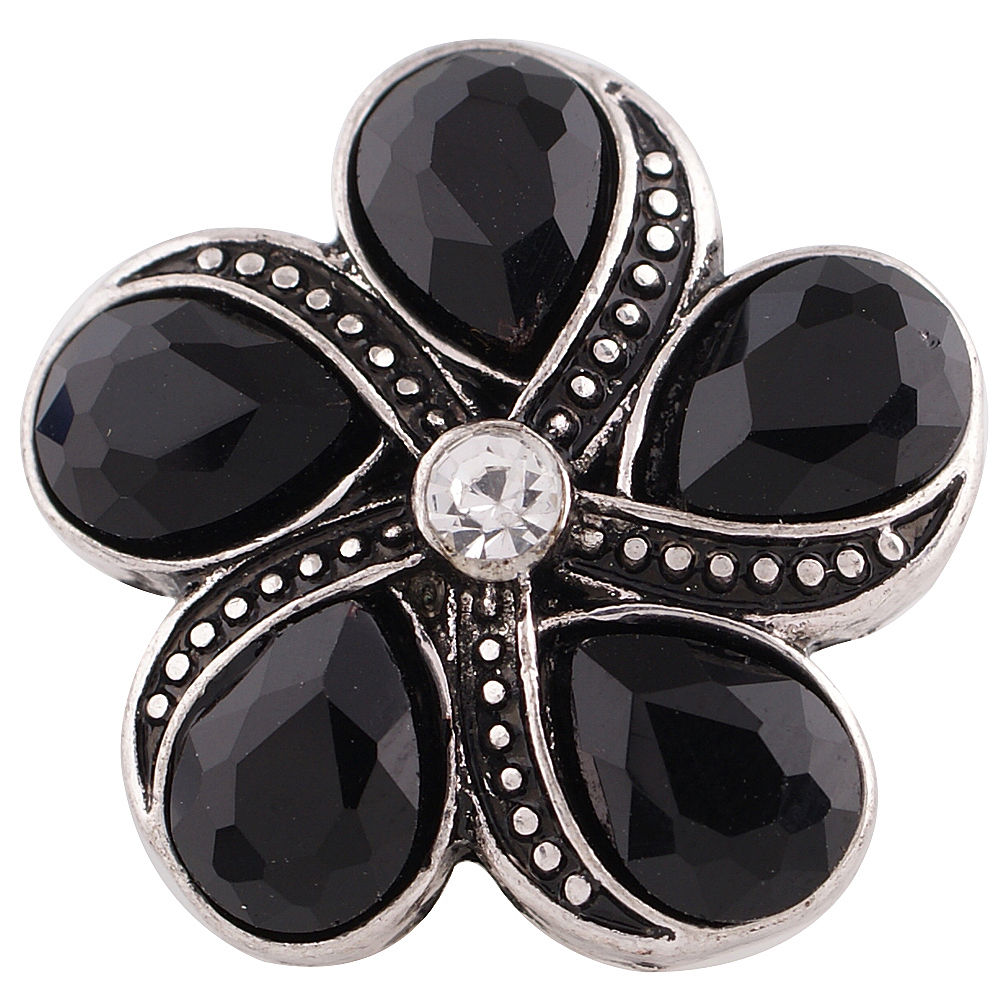18mm/20mm Black Rhinestone Pinwheel Snap (1820-6330C)