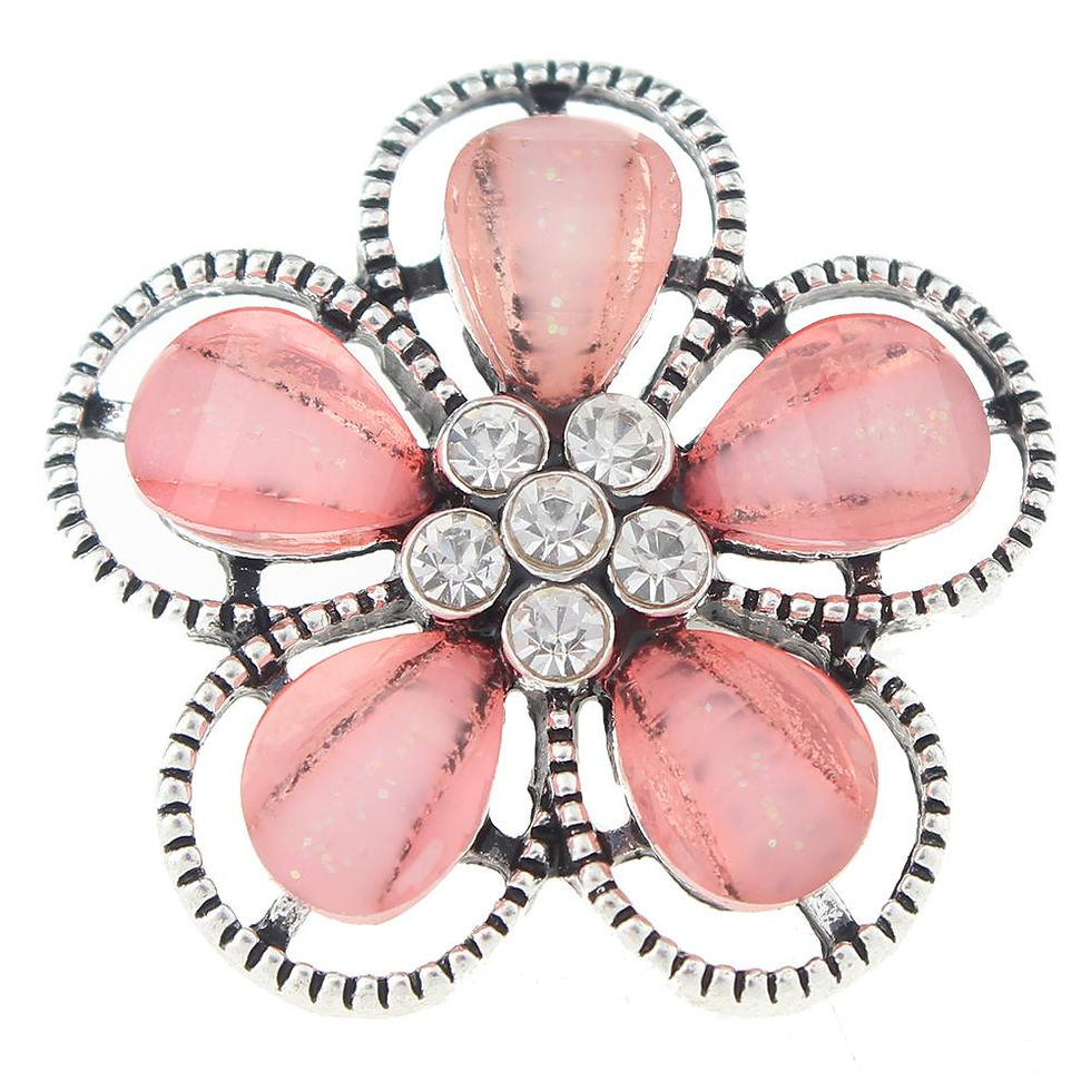 18mm/20mm Coral Stoned Flower w/Metal Outline Snap (1820-5336J-CO)