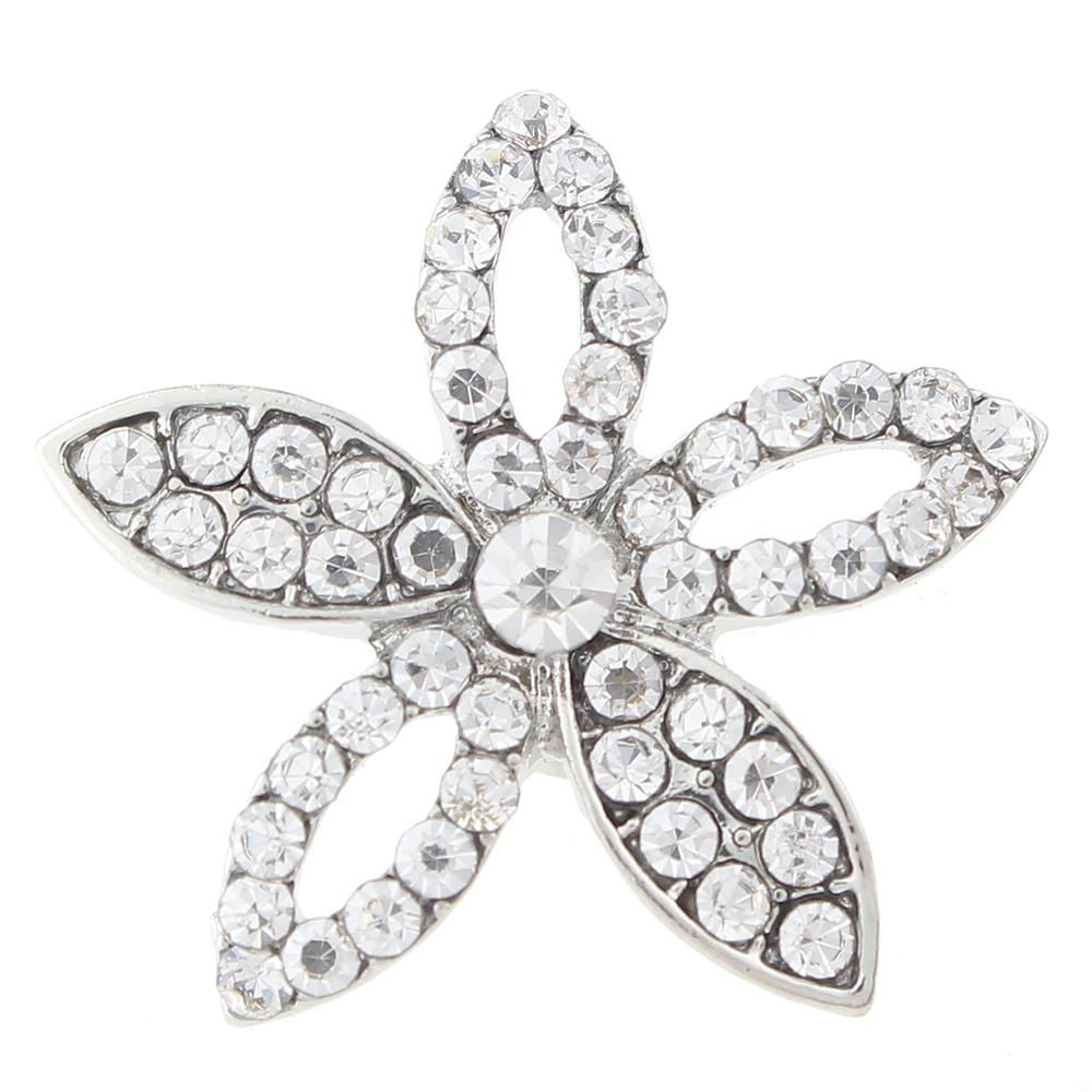 18mm/20mm Clear Rhinestone Flower Outline Snap (1820-0340-E3)