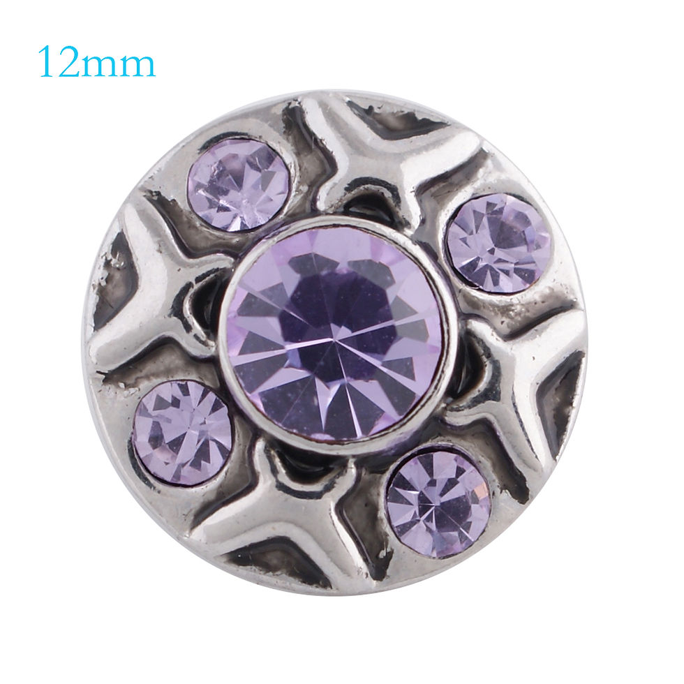 12mm Criss Cross w/Lavender Stones Snap (12-5079P)