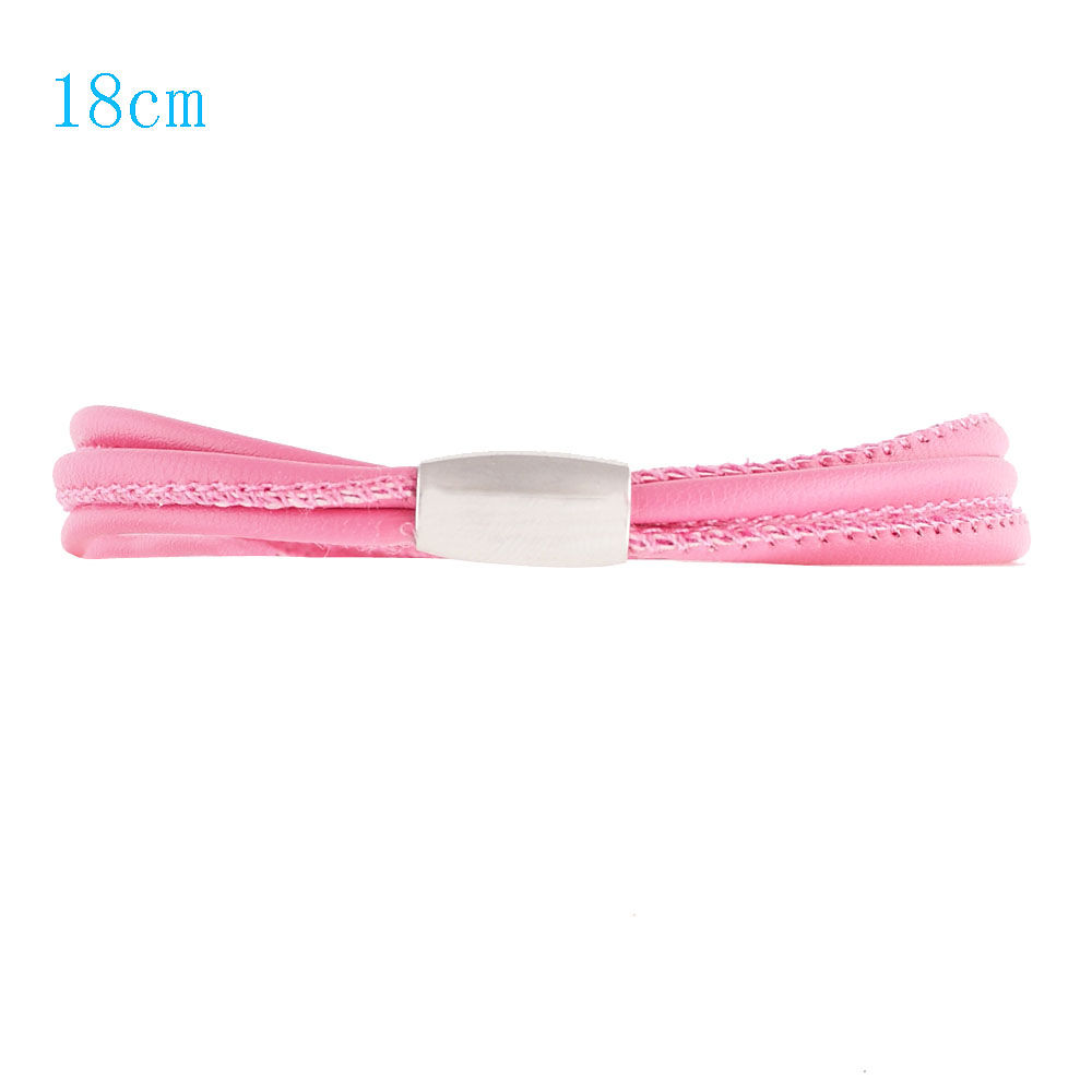 Endless 3-String Pink PU Leather Bracelet w/Magnetic Closure (E1516-18-CO)