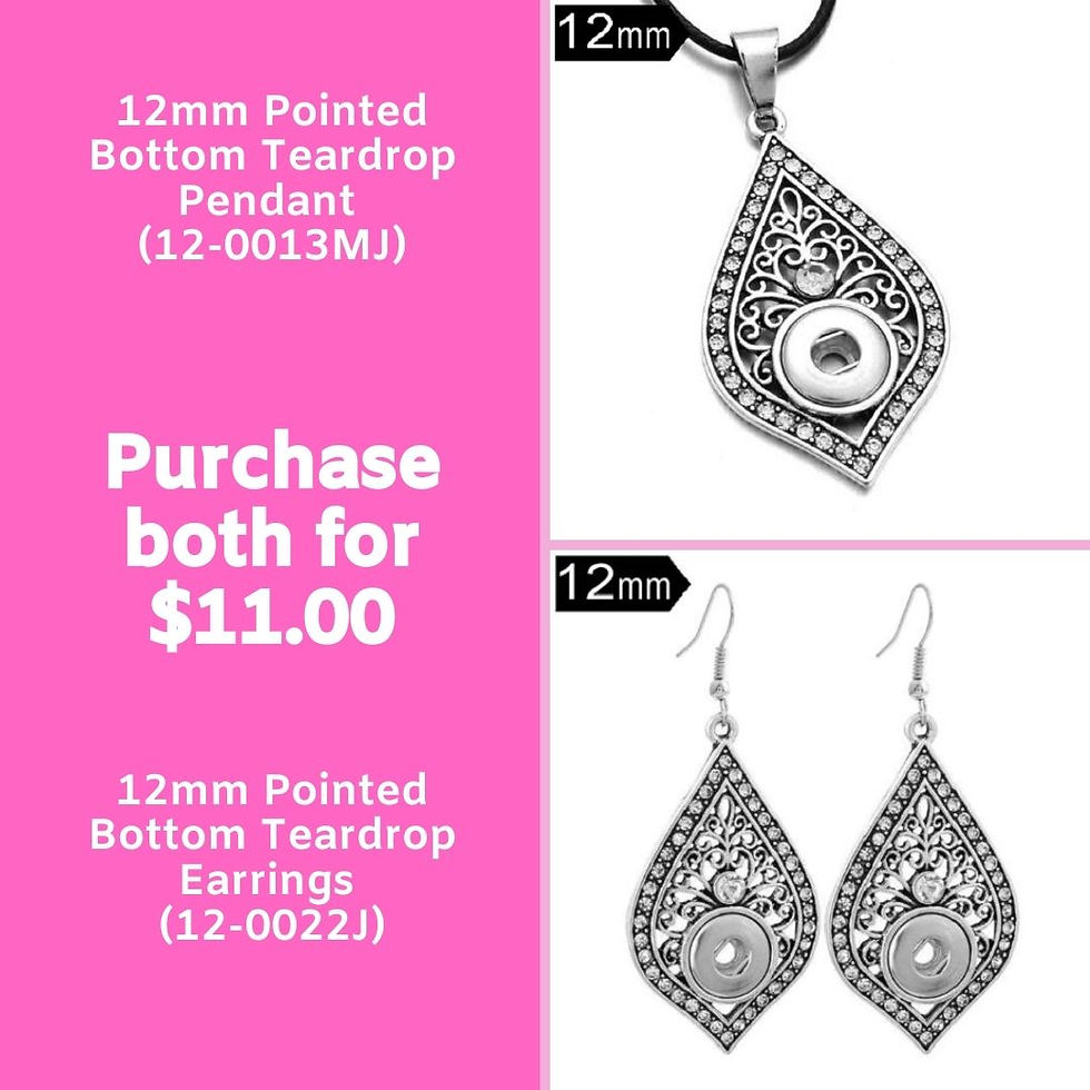 12mm Pointed Bottom Teardrop Pendant & Earrings (12-0013MJ-0014J-0022J)