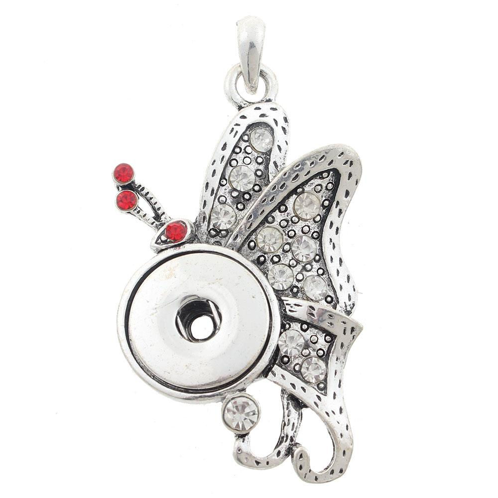 18mm/20mm Red Rhinestone Antenna Butterfly Pendant (1820-4101-E2)