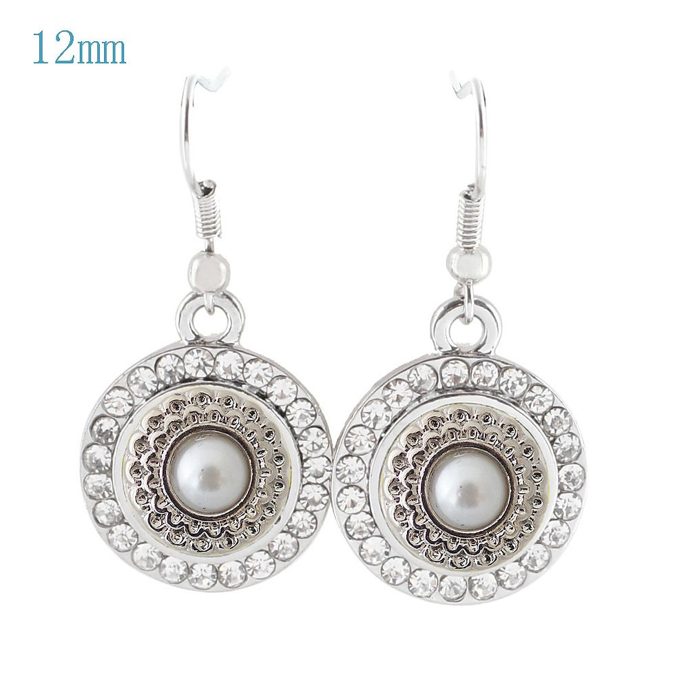Thumbnail: 12mm Hanging Earrings Surrounded w/Crystals (12-0918-E4)
