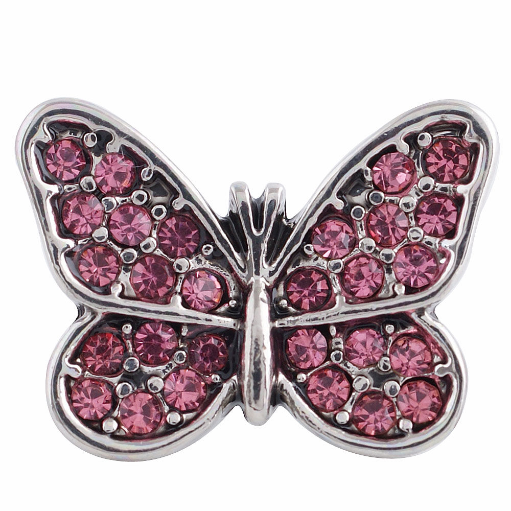 18mm/20mm Pink Rhinestone Butterfly Snap (1820-9658C)