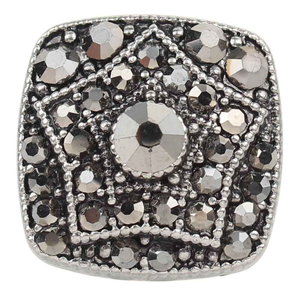 18mm/20mm Silvery Black Rhinestone Star in Square Snap (1820-1714J)