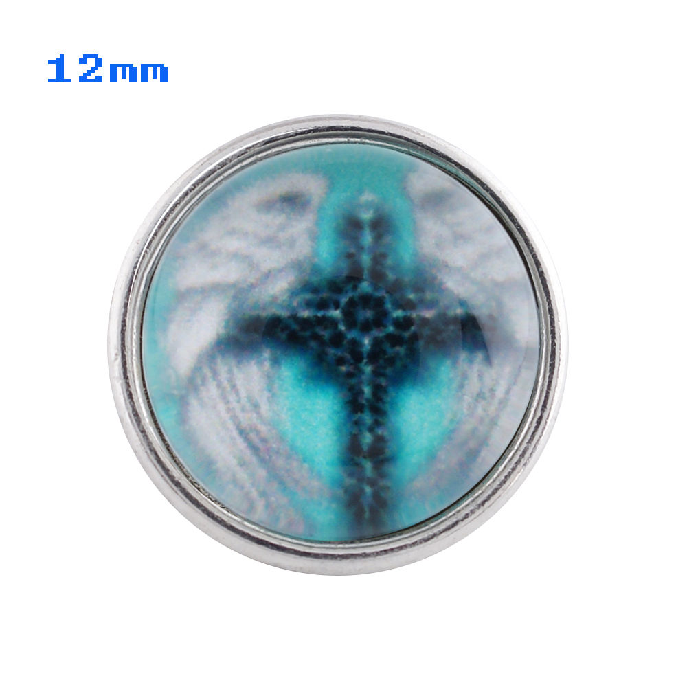 12mm Glass Cross w/Wings Snap (12~0024)