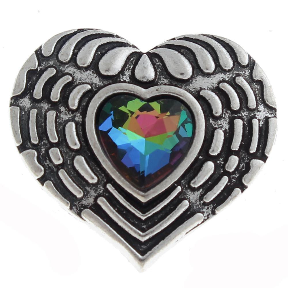 18mm/20mm Wings Heart w/ Multi Color Center Heart Snap (1820-6360-J)