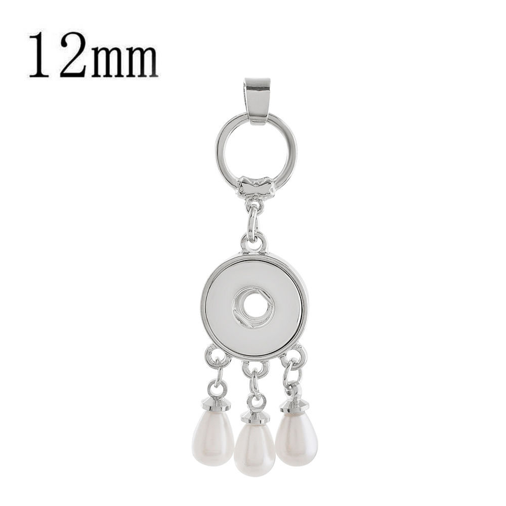 12mm Single Snap Attached From a Ring w/Dangling Pearls Pendant (12~1226)