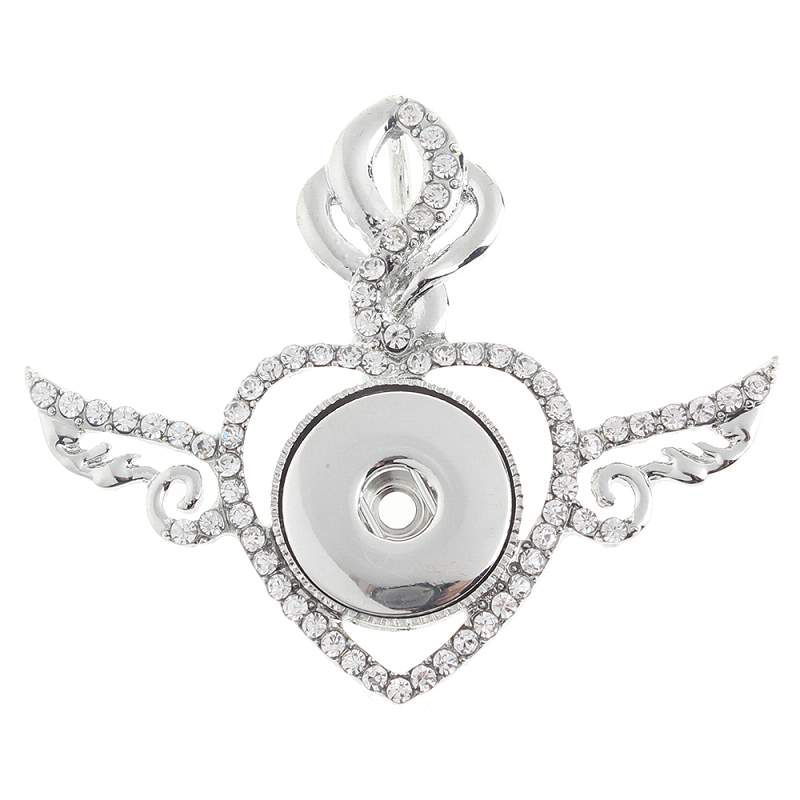 18mm/20mm Rhinestone Heart w/Small Wings and Crown Pendant (1820-0016J)