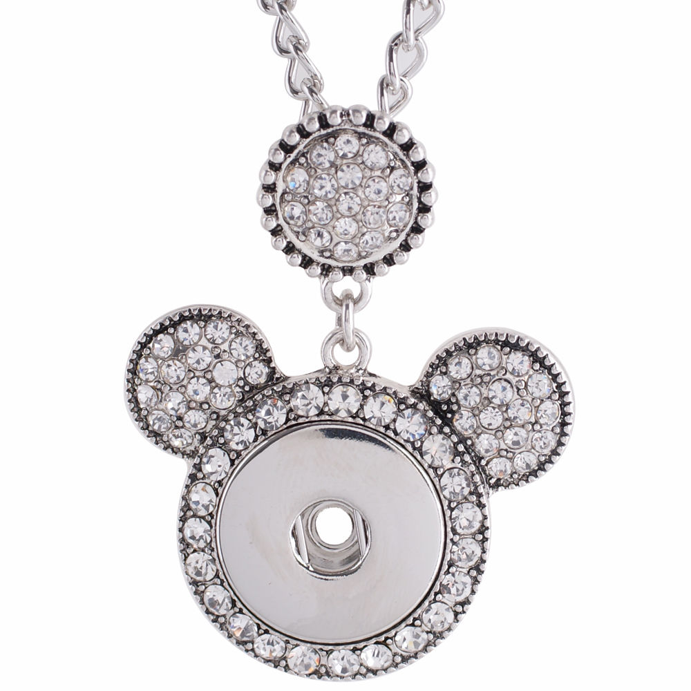 18mm/20mm Mouse Head w/Clear Rhinestones w/18" Chain Necklace (1820-0956-E4)
