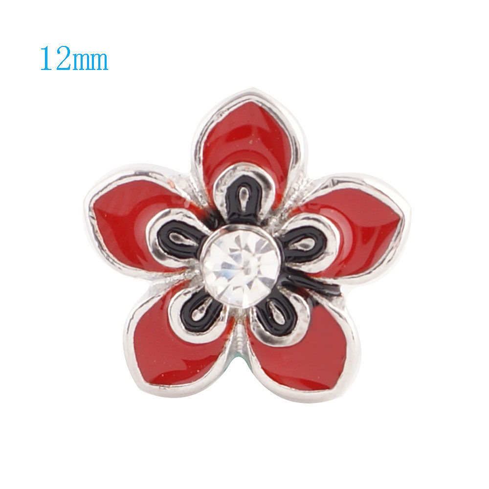 12mm Red Flower w/Black Center Trim Snap (12-6030-E2)