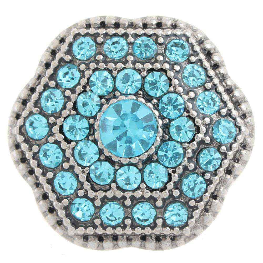 18mm/20mm Turquoise Rhinestone 3-Layered Hexagon Snap (1820-1477J)