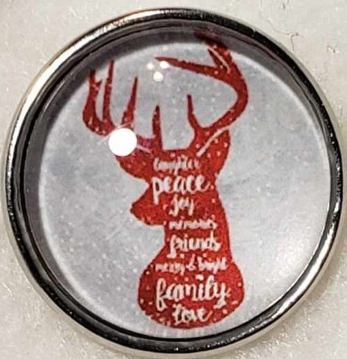 18mm/20mm PEACE JOY Reindeer Glass Dome Snap (1820-9213A)