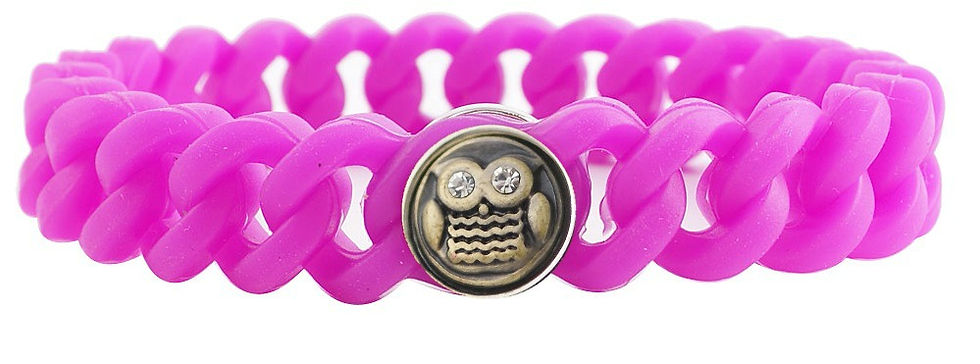Thumbnail: 12mm Snap Hot Pink Silicone Bracelet - Wrist Size - 6 3/4" (12-9725P-CO-E10)