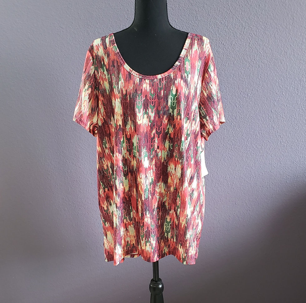Thumbnail: LuLARoe Classic-T Orange/Green/Yellow Puzzle Shirt (7169-CLASSIC-XXXLARGE-E1)