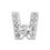 Thumbnail: 8mm Silver Letter "W" Charm w/Clear Rhinestones for Sliding Bracelets (8-8033W)