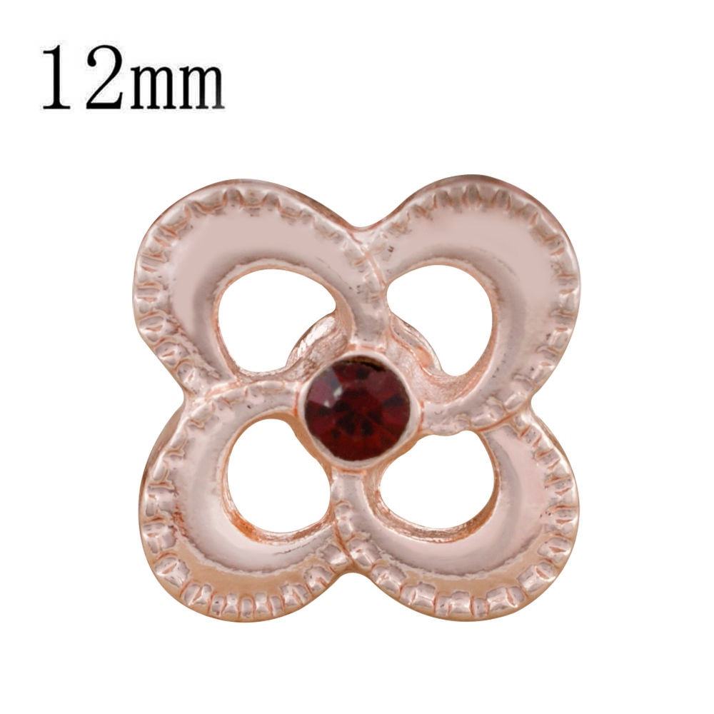 12mm Rose Gold 4 Loop w/Red Rhinestone Snap (12-9700-RG-CO)