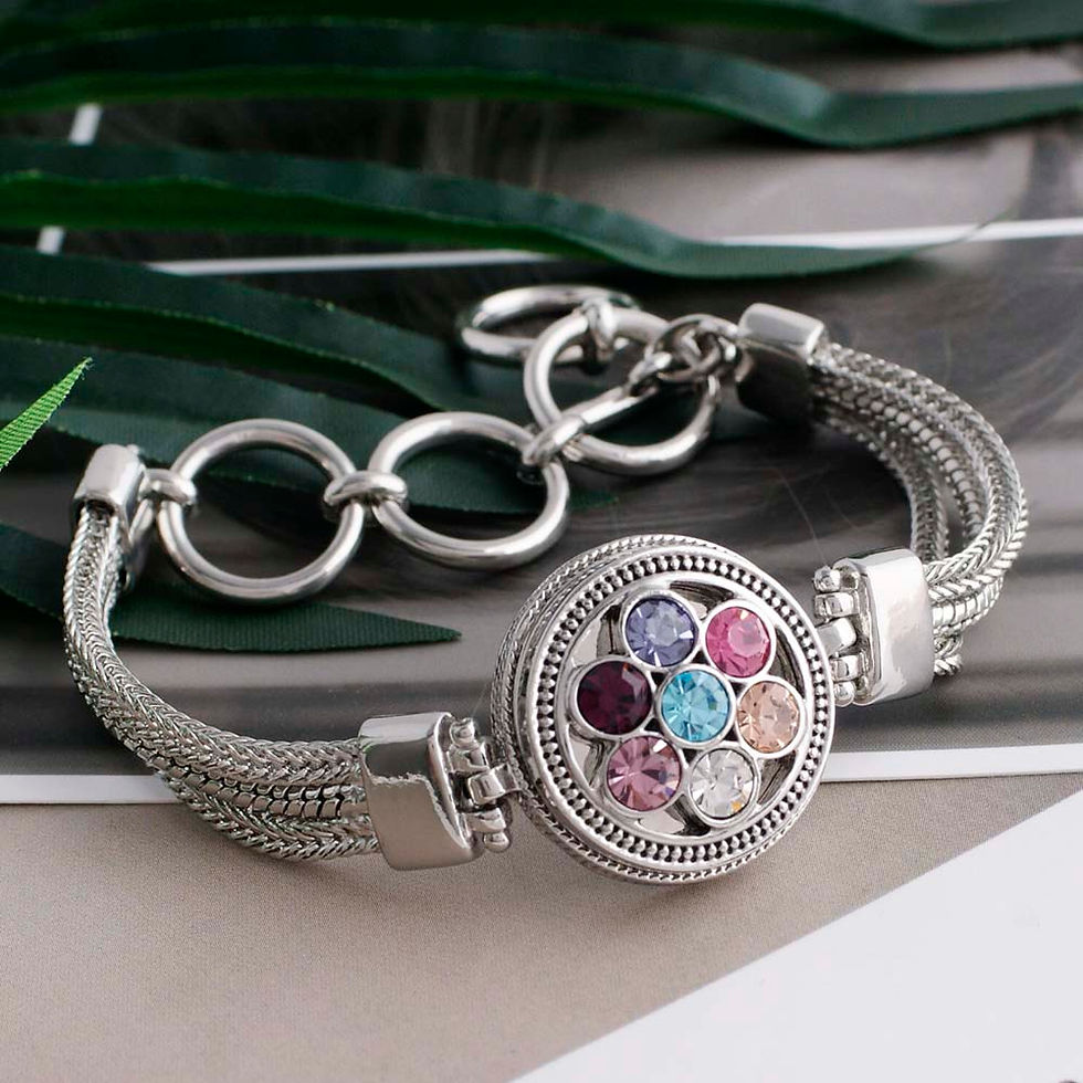 Thumbnail: 18mm/20mm  Multi-Color Rhinestone Snap in a Circle Snap (1820-5610-E7)