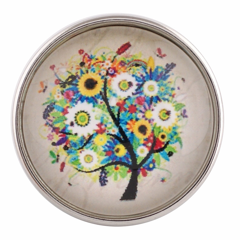 18mm/20mm Flower Tree Glass Snap  (1820-0187-CO)