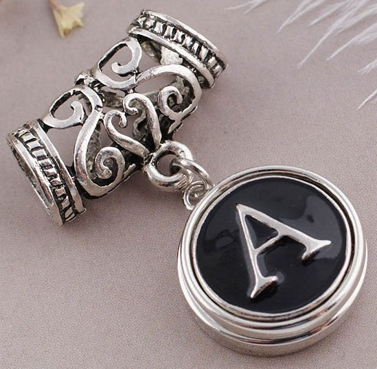 Thumbnail: 18mm/20mm Silver "A" w/Black Background Snap (1820-1251-E)