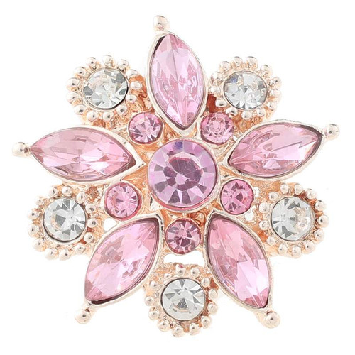 18mm/20mm Pink and White Rhinestones Flower Snap (1820~5960J