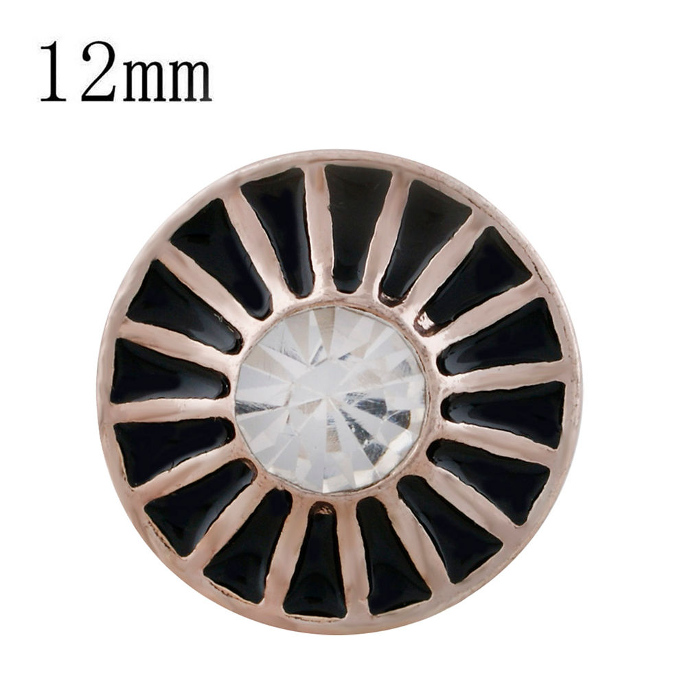 12mm Rose Gold Wheel w/Black Background Snap (12-6344P)