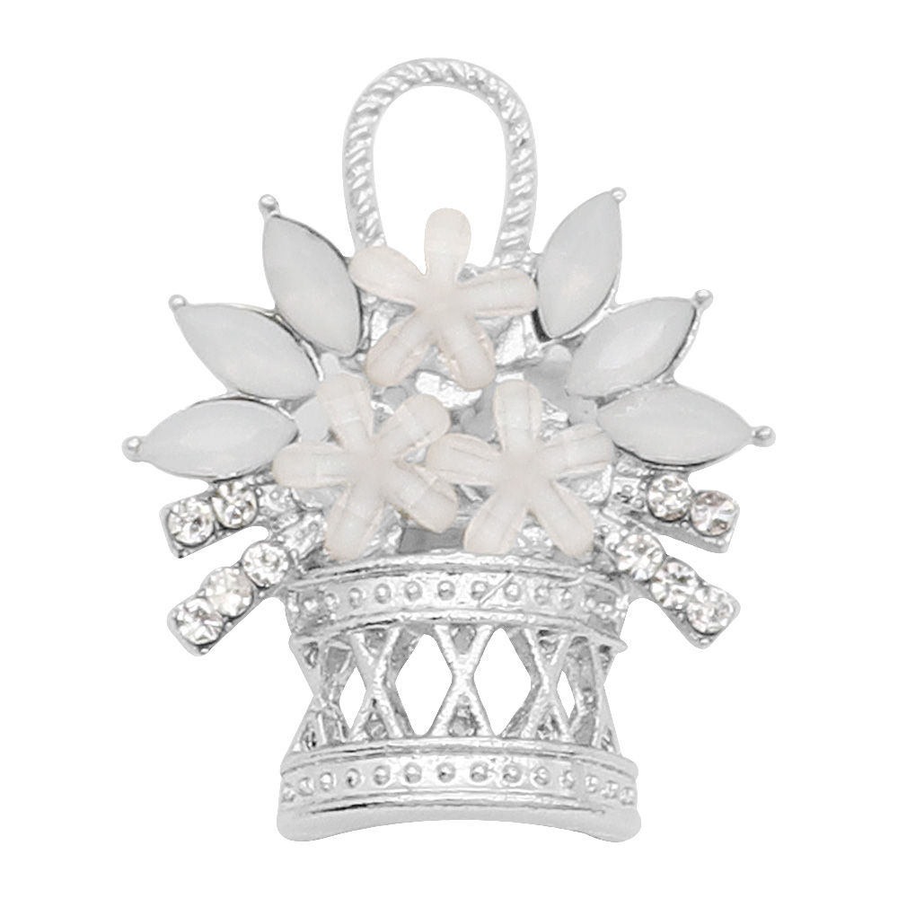 BLEM-18mm/20mm White Flowers in a Basket Snap (1820-9196C-BLEM)