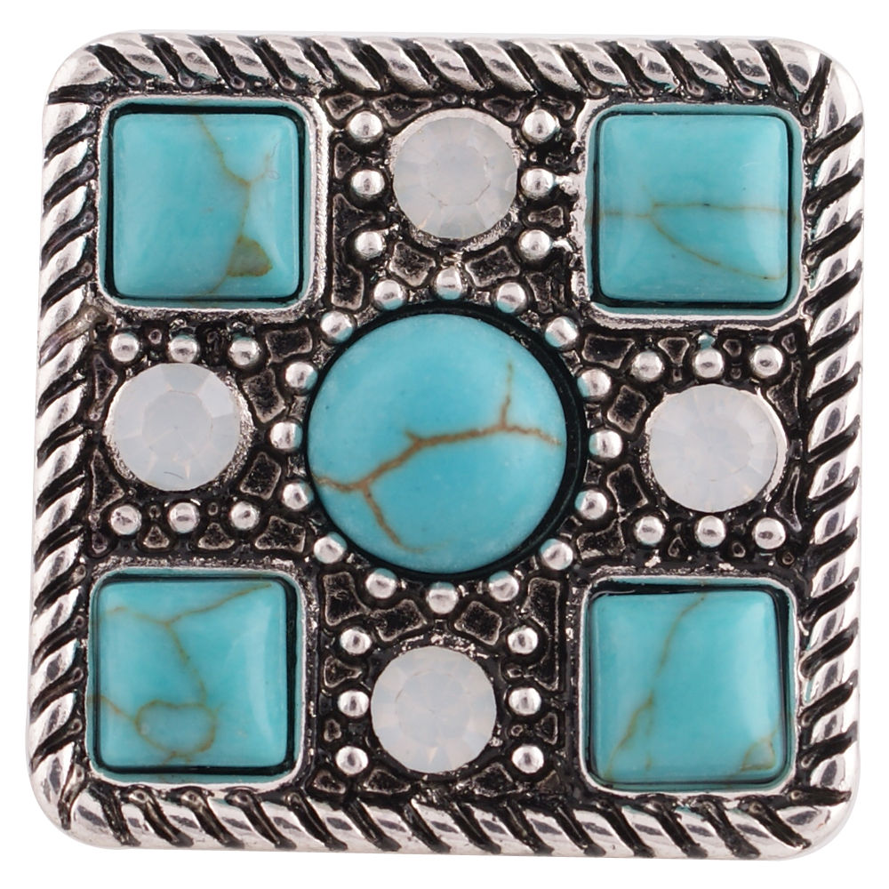 18mm/20mm Turquoise and White Square Snap (1820-8672-E7)