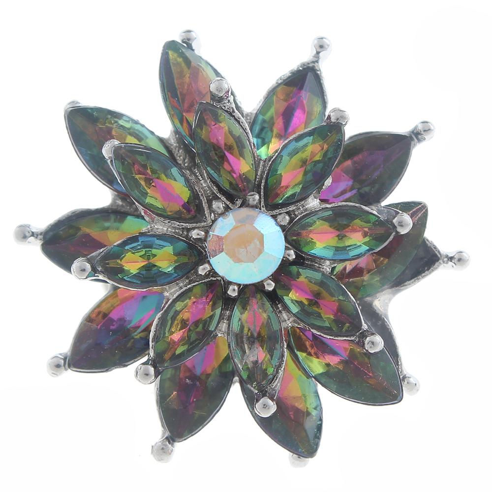 18mm/20mm Rainbow Rhinestone Double Layer Flower Snap (1820-8590J-CO)