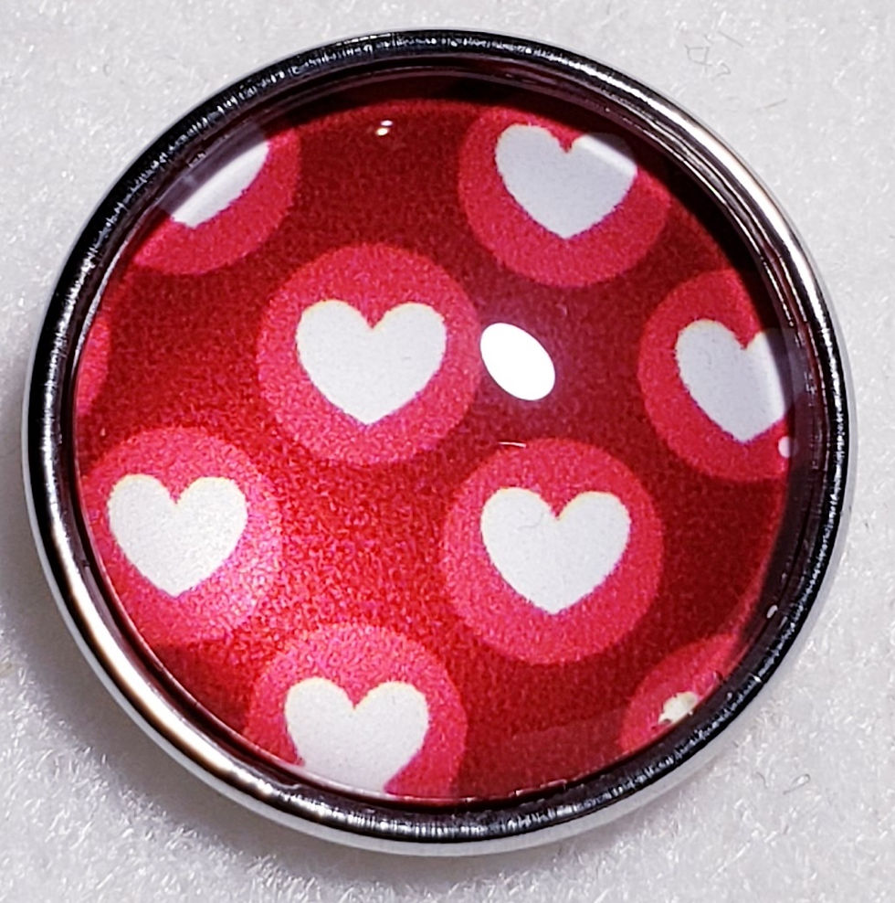 18mm/20mm Red Multi Heart Glass Snap (1820-0603A)