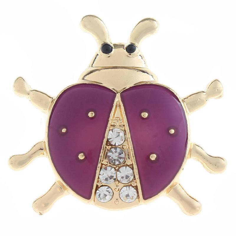 18mm/20mm Pinkish Purple and Gold Ladybug w/Open Wings Snap (1820-8485J)