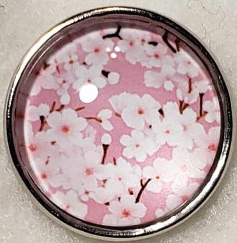 18mm/20mm Cherry Blossoms on Pink Glass Dome Snap(1820-9230A)