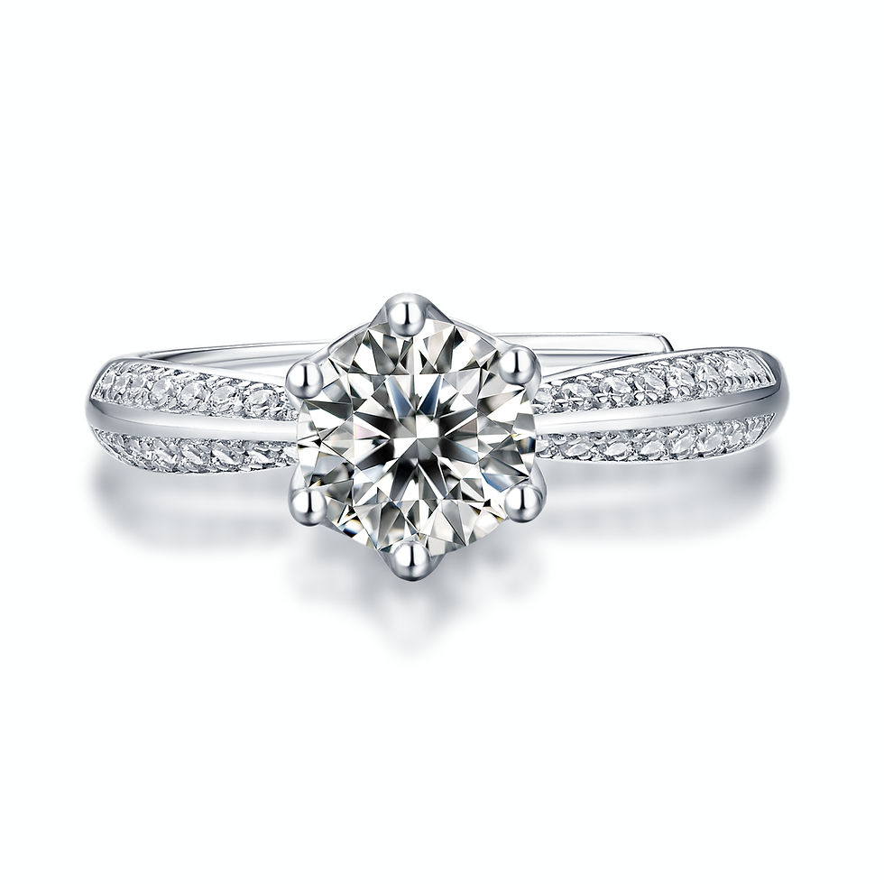 Thumbnail: 2CT Sterling Silver/Platinum Plated Adjustable Moissanite 2Strip Ring (0003MD-2)