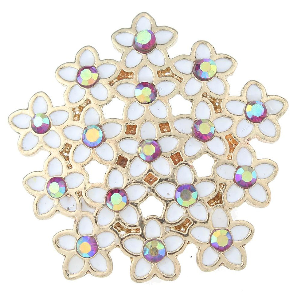 18mm/20mm Multi White Flowered w/AB Stones Snap (1820~5428J)