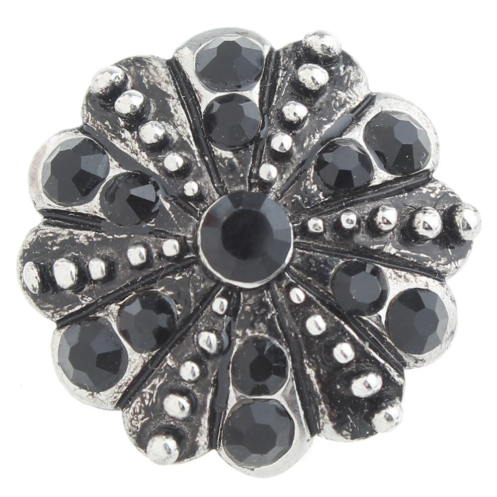 18mm/20mm Metal and Black Rhinestone Snap (1820-2742J)