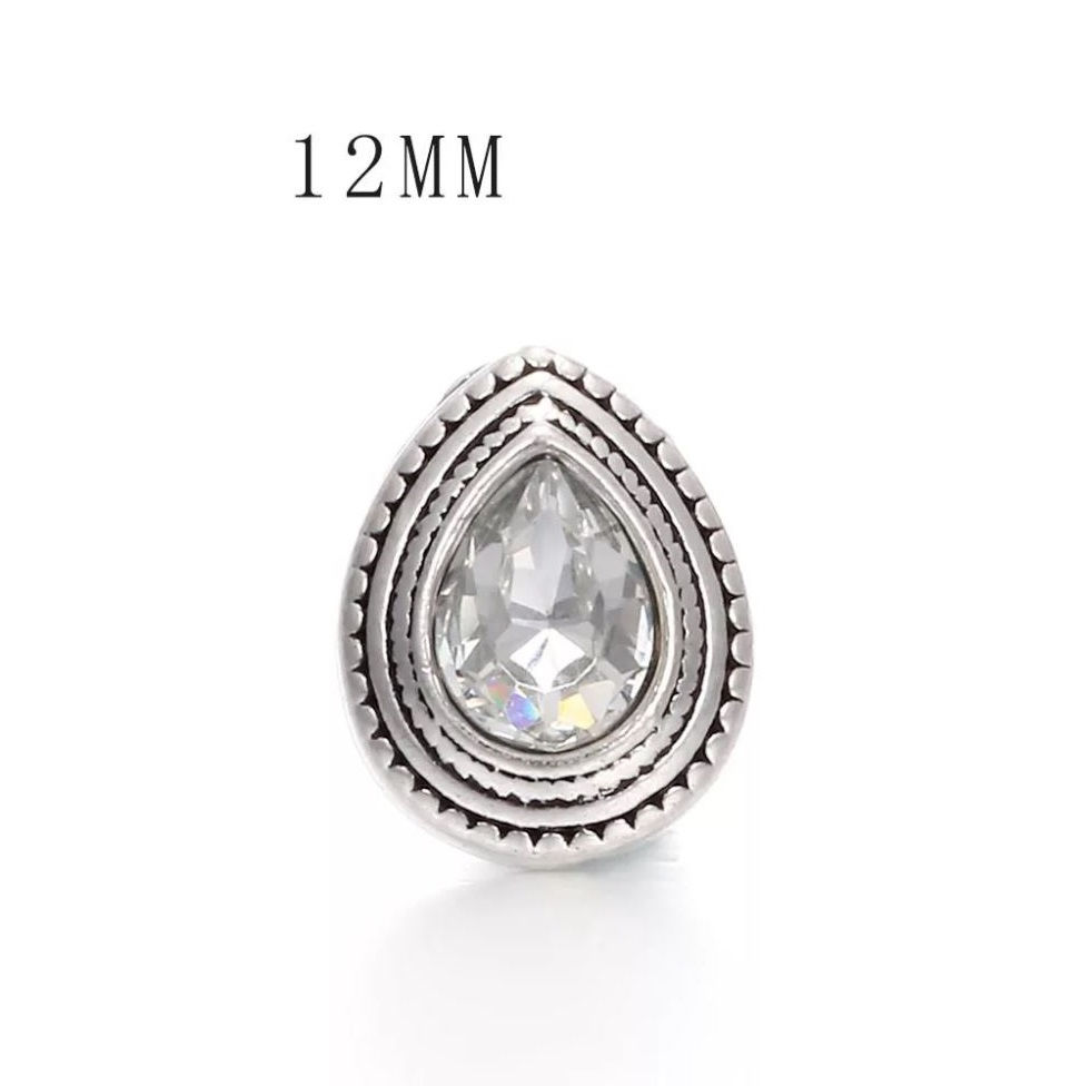 12mm Teardrop w/Clear Rhinestone Snap (12-7280P)