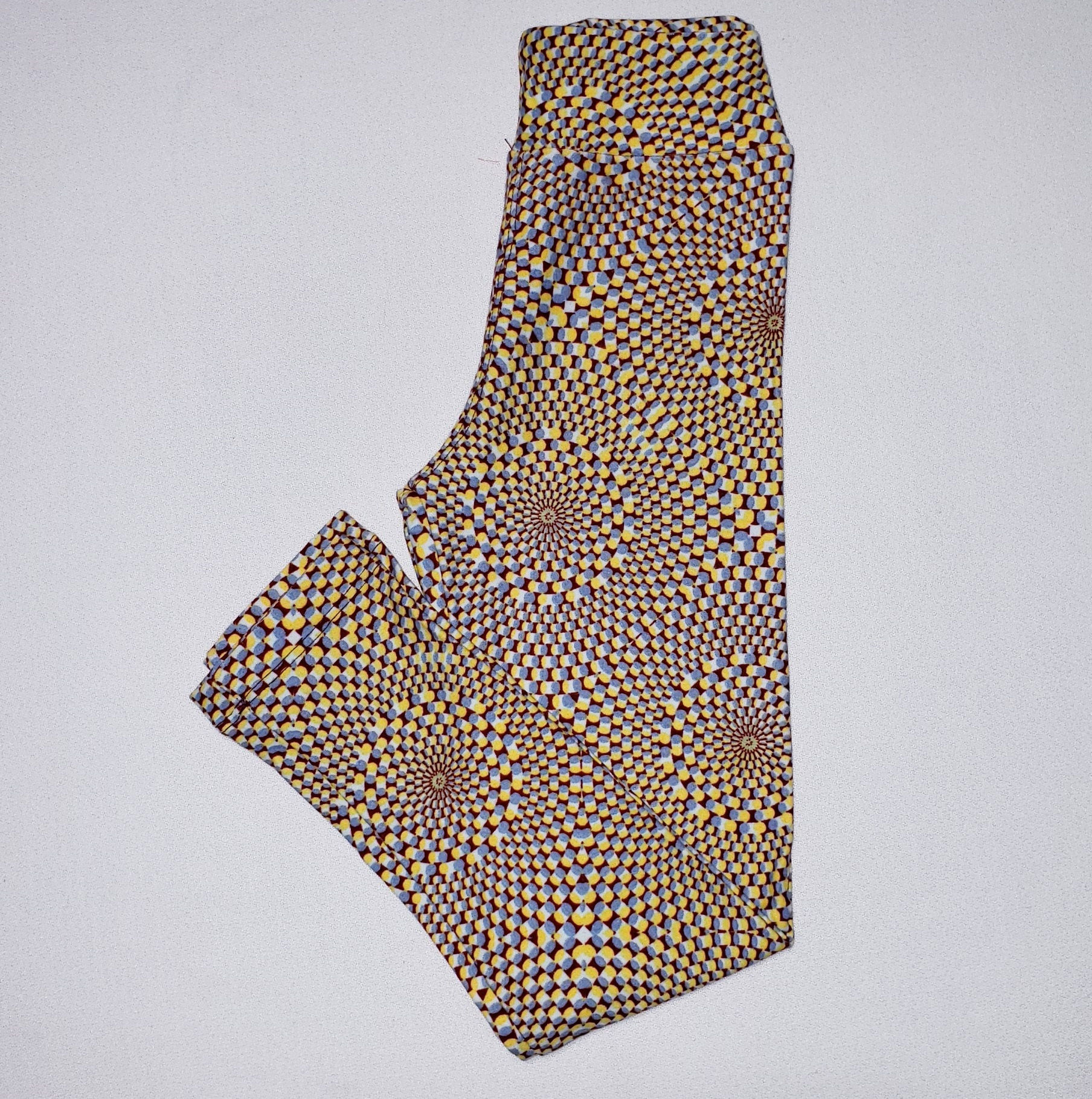 LuLaRoe Kid's Yellow, Burg , Grey, White Spiral Design Leggings (9101-KSM-E1)